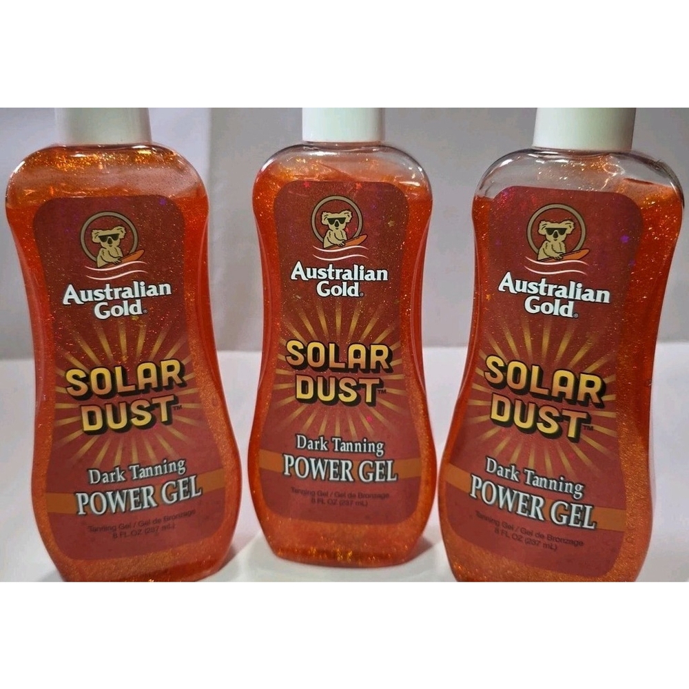 3 Australian Gold Solar Dust Dark Tanning Power Gel Glitter Tan Lotion - Picture 2 of 4